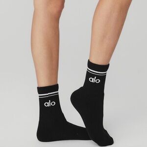 BRAND NEW unisex black alo socks with white stripes